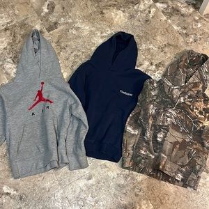 Boys sweatshirt hoodie lot.  Small/medium Nike Carhartt realtree